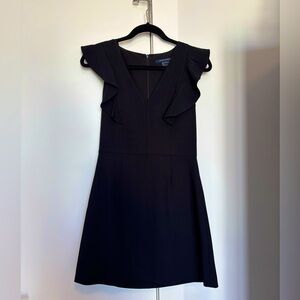 Black French Connection Mini Dress with Flounced Sleeves